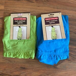Simplicity Kids Ruffled Apron Set - Green and Blue